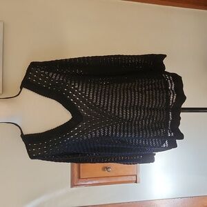 Torrid Black Crochet V-neck Long Sleeved Top Size 2 (18/20)